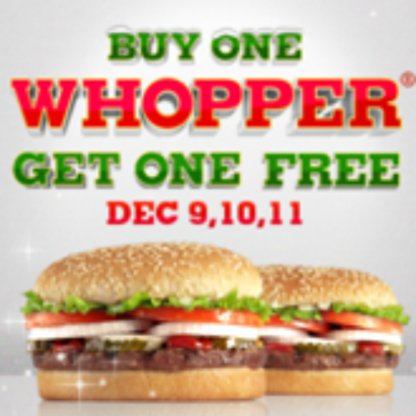 Burger King BOGO Whopper! Oh Yes It's Free