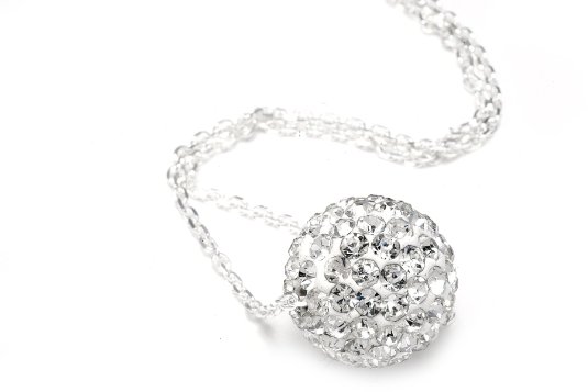 Diamond Color Crystals Ball Pendant + Chain Only $0.01