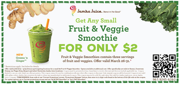 Fruit & Veggie Smoothie Only $2.00 W/ Coupon