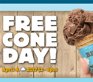 Ben & Jerry’s: Free Cone Day – April 4th