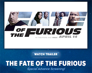 Select Cities: Free Fate of the Furious Screenings