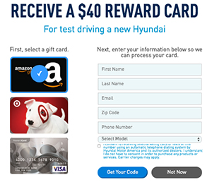 Free $50 Gift Card W/ Hyundai Test Drive