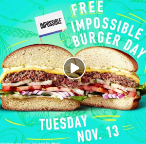Dave & Busters: Free Impossible Burger Day – Nov 13