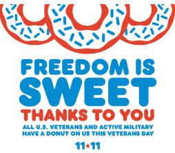 Dunkin Donuts: Free Donut for Veterans & Military – Nov 11