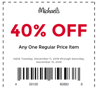 Michael’s: 40% Off One Item Coupon