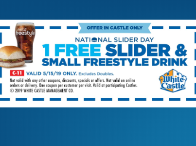 White Castle: Free Slider & Small Drink – May 15th Only