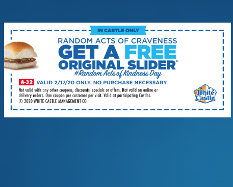 White Castle: Free Original Slider - Feb 17 Only