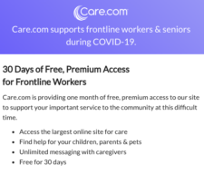 Free Care.com Premium for Seniors & Frontline Workers