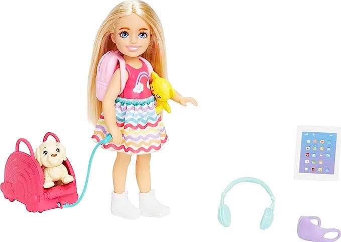 Barbie Chelsea Doll & 6 Accessories Travel Set on Amazon