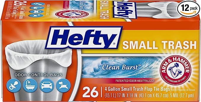 Hefty Flap Tie Small Trash Bags on Amazon