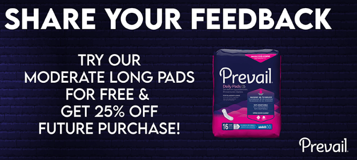 FREE bag of Prevail Pads