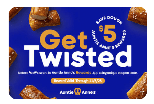 Get a $5 Bonus Gift Card from Auntie Anne’s with a $30 Gift Card Purchase