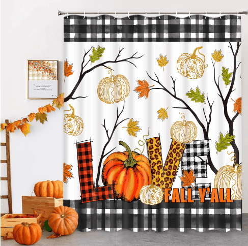 Ikfashoni Buffalo Plaid Fall Shower Curtain $19.91