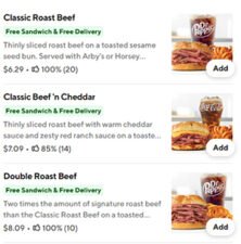 Arby's: Free Sandwich & Delivery (Select Areas)