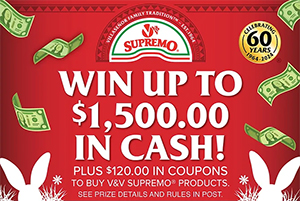 Win up to $1,500 from V&V Supremo