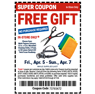 Harbor Freight: Free Gift- Ends April 7