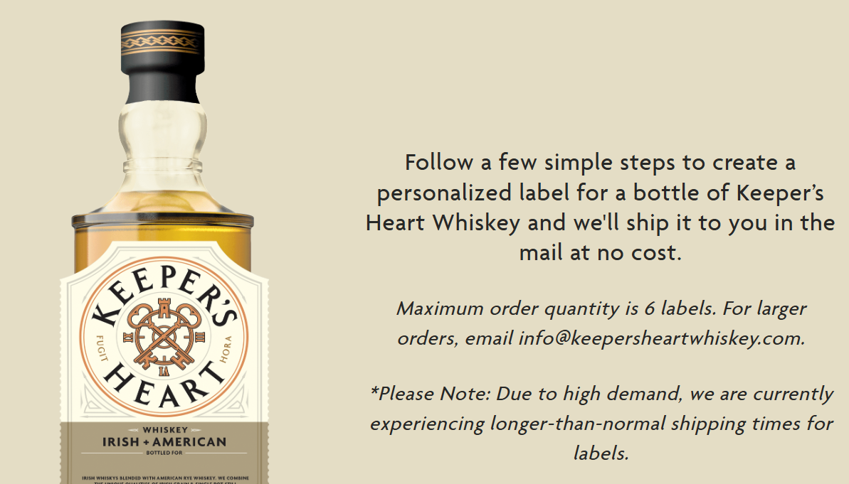 Free Personalized Keeper’s Heart Whiskey Label