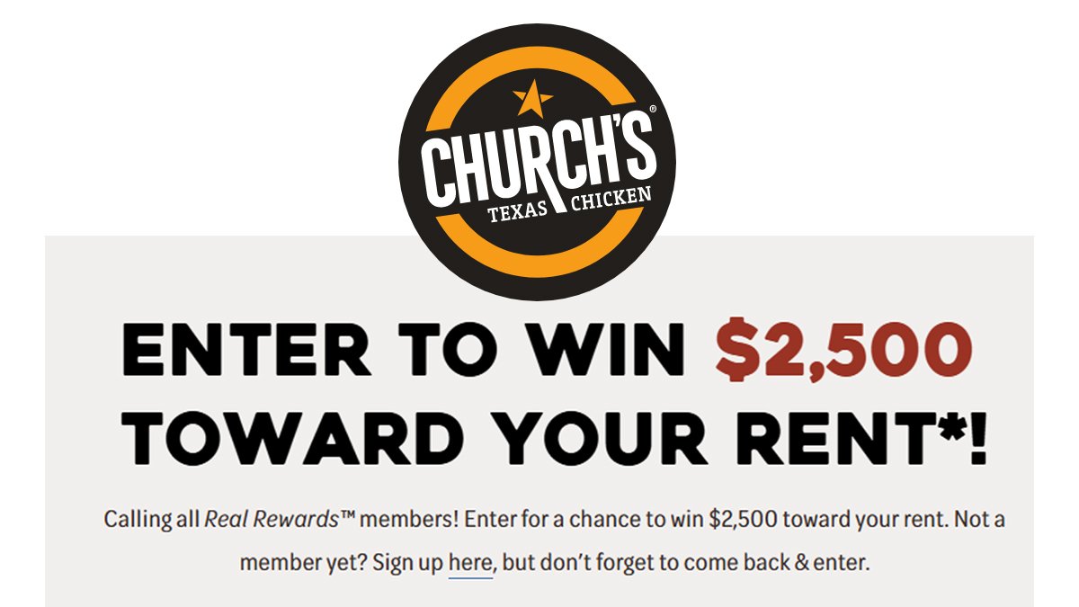 Win $2,500 for Rent from Church’s Rents on Us Sweepstakes